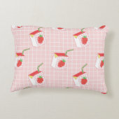 かわいいイチゴミルクの継ぎ目のない模様 アクセントクッション (裏面)