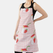 かわいいイチゴミルクの継ぎ目のない模様 エプロン (インサイチュ)