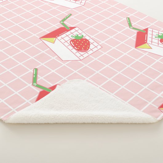 かわいいイチゴミルクの継ぎ目のない模様 シェルパブランケット (3/4)