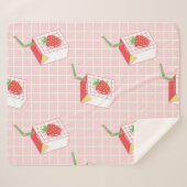 かわいいイチゴミルクの継ぎ目のない模様 シェルパブランケット (正面(横))