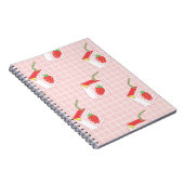 かわいいイチゴミルクの継ぎ目のない模様 ノートブック (右側)