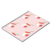 かわいいイチゴミルクの継ぎ目のない模様 ノートブック (左側)