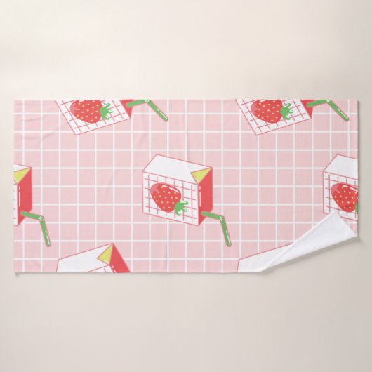 かわいいイチゴミルクの継ぎ目のない模様 バスタオル (バスタオル)