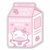 かわいいイチゴミルク カートン箱 シール (正面)
