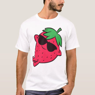 かわいいイチゴリラックスのフルーツの怠惰なイチゴ Tシャツ