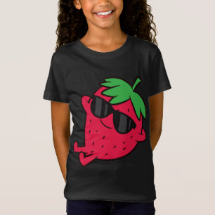 かわいいイチゴリラックスのフルーツの怠惰なイチゴ Tシャツ