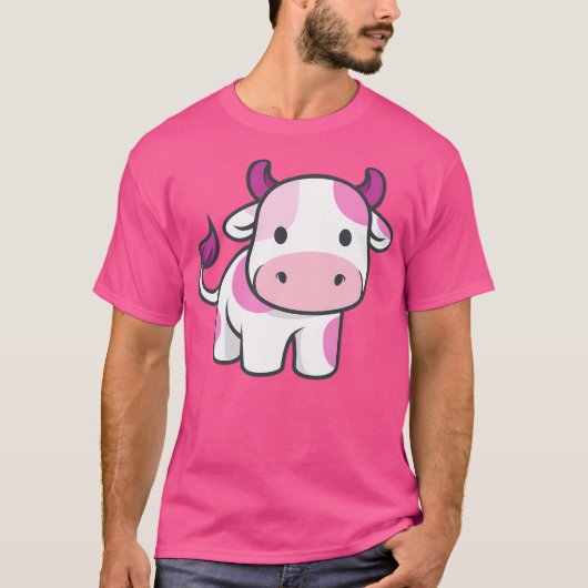 かわいいイチゴ乳牛 Tシャツ (正面)