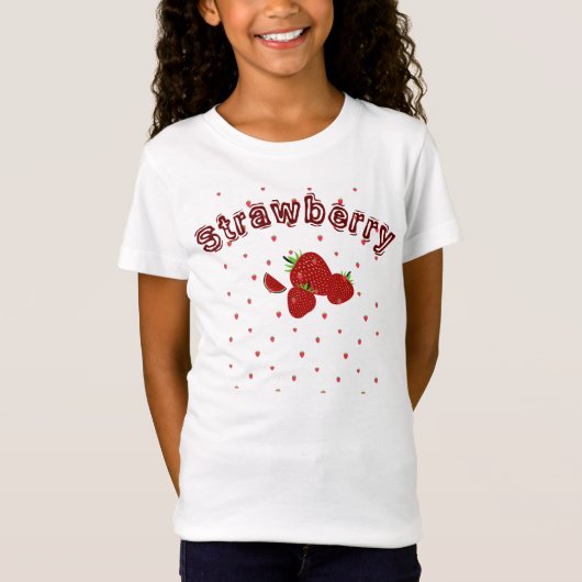 かわいいイチゴ夏の子供女の子 Tシャツ (正面)
