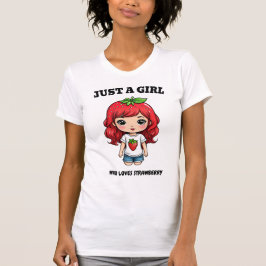 かわいいイチゴ女子 かわいいアート Tシャツ