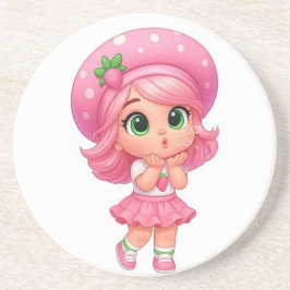 かわいいイチゴ少女 ちびキャラ コースター