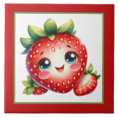かわいいイチゴ愛好家のキッチン タイル (正面)