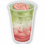 かわいいイチゴ抹茶ステッカー シール (正面)