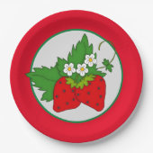 かわいいイチゴ摘みパイ作りパーティー ペーパープレート (正面)