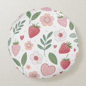 かわいいイチゴ柄の丸い枕 ラウンドクッション (裏面)