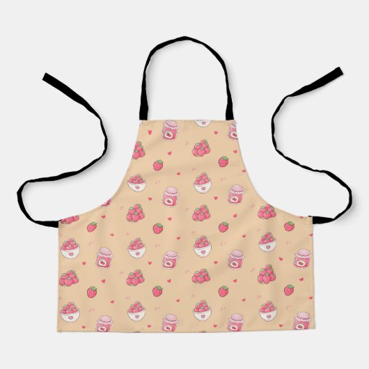 かわいいイチゴ柄キッチンエプロン エプロン (正面)