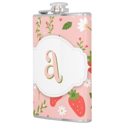 かわいいイチゴ柄ビニールフラッ包まれたク フラスク (左)
