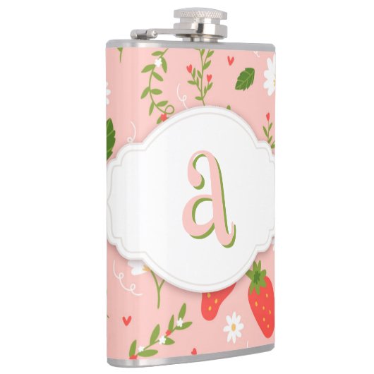 かわいいイチゴ柄ビニールフラッ包まれたク フラスク (右)