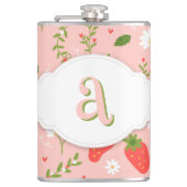 かわいいイチゴ柄ビニールフラッ包まれたク フラスク (正面)