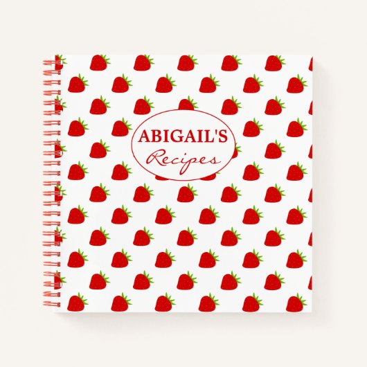 かわいいイチゴ柄レシピ手帳 ノートブック (正面)