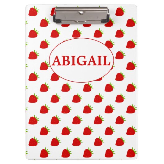 かわいいイチゴ柄 |パーソナライズされた | クリップボード (正面)