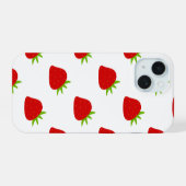 かわいいイチゴ柄 | iPhone 15ケース (裏面横)