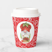 かわいいイチゴ格言ペイズリー 紙コップ (正面)