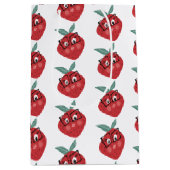 かわいいイチゴ漫画の手描きドードル ミディアムペーパーバッグ (正面)