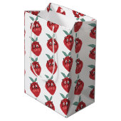 かわいいイチゴ漫画の手描きドードル ミディアムペーパーバッグ (裏面アングル)