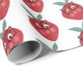 かわいいイチゴ漫画の手描きドードル ラッピングペーパー (ロールコーナー)