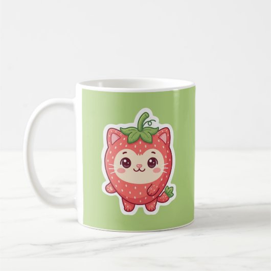 かわいいイチゴ猫のコーヒーマグ コーヒーマグカップ (左)