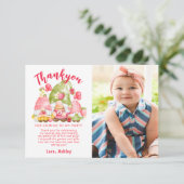 かわいいイチゴ誕生日写真 サンキューカード (スタンド正面)
