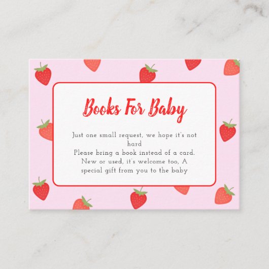 かわいいイチゴ赤ちゃんシャワー予約リクエスト エンクロージャーカード (正面)