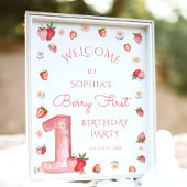 かわいいイチゴ1stバースデーベリーファースト・ウェルカム ポスター