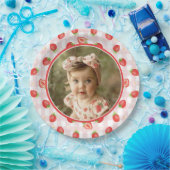 かわいいイチゴ1st誕生日ベリーの最初の写真 ペーパープレート (パーティー)