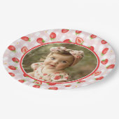 かわいいイチゴ1st誕生日ベリーの最初の写真 ペーパープレート (アングル)