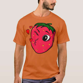 かわいいイチゴ アート レトロ トゥーン フルーツ Tシャツ
