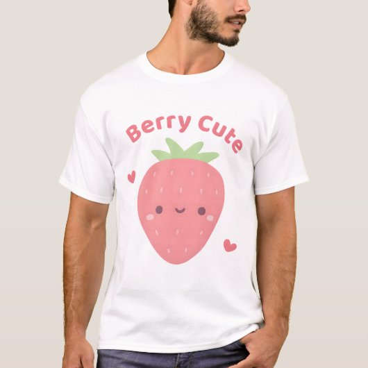 かわいいイチゴ、ベリーカワイイだじゃれ Tシャツ (正面)