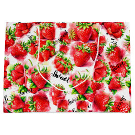 かわいいイチゴ ラージペーパーバッグ