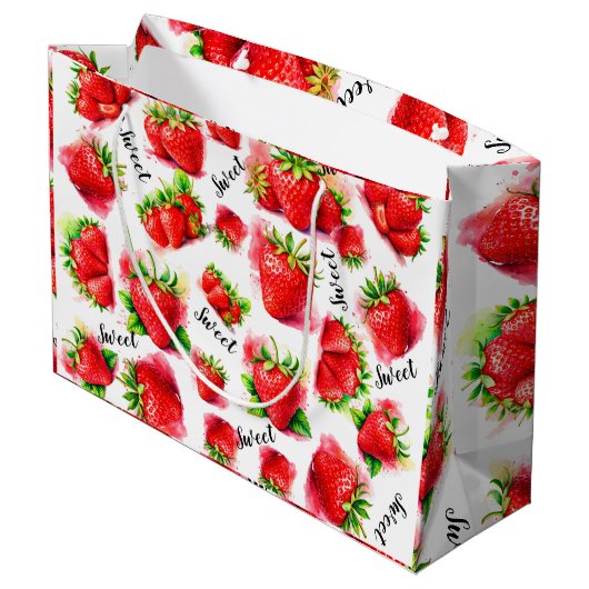 かわいいイチゴ ラージペーパーバッグ (裏面アングル)