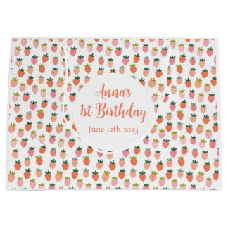 かわいいイチゴ ラージペーパーバッグ