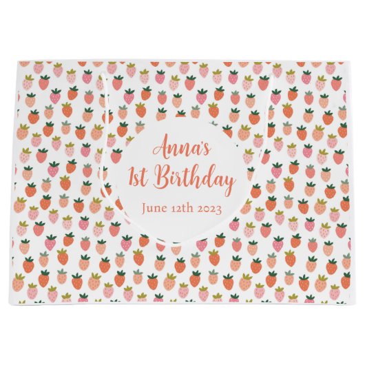 かわいいイチゴ ラージペーパーバッグ (正面)