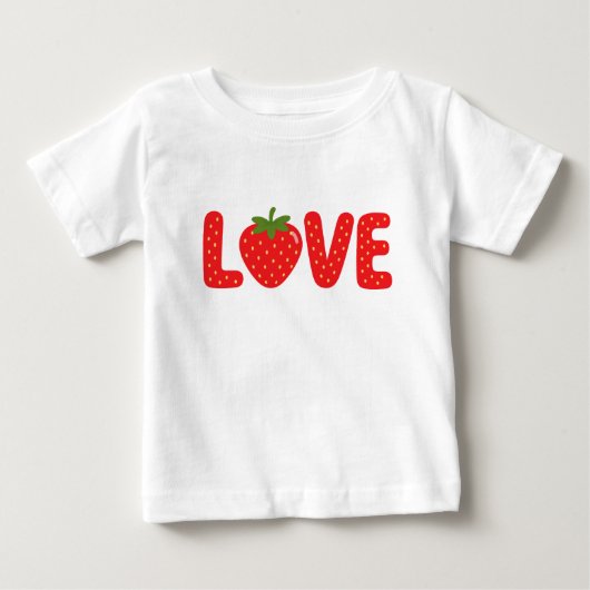 かわいいイチゴLOVE子供用Tシャツ ベビーTシャツ (正面)
