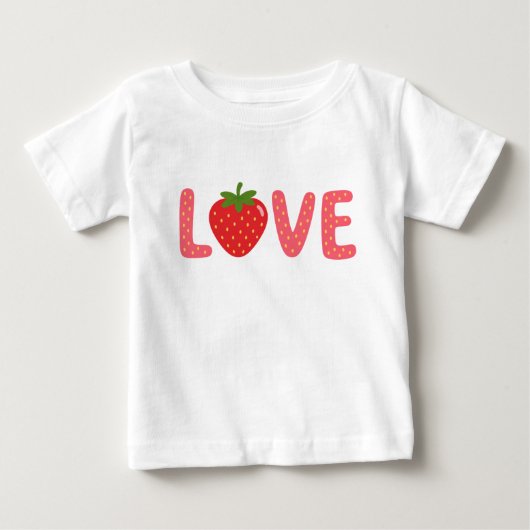 かわいいイチゴLOVE子供用Tシャツ ベビーTシャツ (正面)