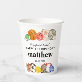 かわいいイッツゲームタイムスポーツボール子供の誕生日 紙コップ