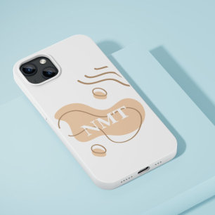 かわいいイニシャルホワイトとベージュ抽象芸術 iPhone 13 PROケース