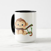 かわいいイニシャル猿 名前を追加 マグカップ (正面左)