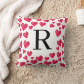 かわいいイニシャル 赤いハート カスタムイニシャル クッション (ブランケット)