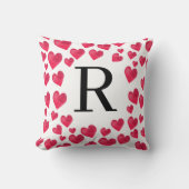 かわいいイニシャル 赤いハート カスタムイニシャル クッション (正面)