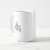 かわいいイラストのこぼす猫 茶色の子猫 コーヒーマグカップ (正面左)