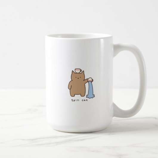 かわいいイラストのこぼす猫 茶色の子猫 コーヒーマグカップ (右)